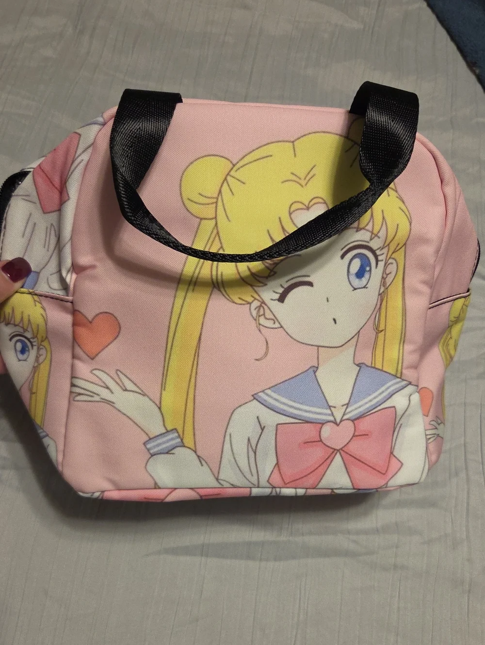 Pink Anime Sailor Girl Insulated Lunch Bag